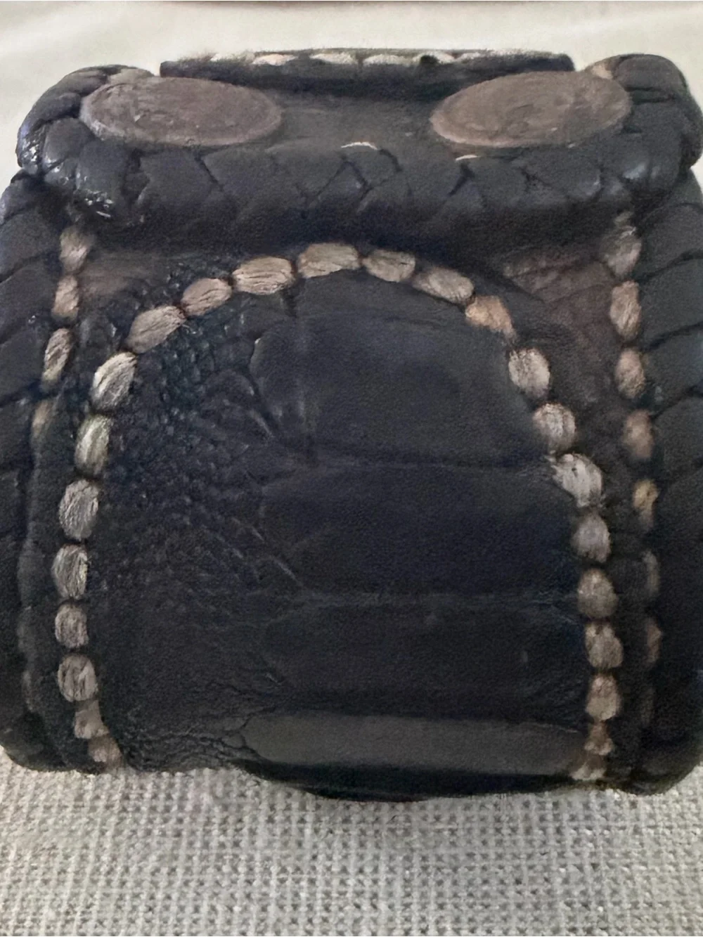 Hand Laced Black and Brown Braided Leather Cuff Bracelet
